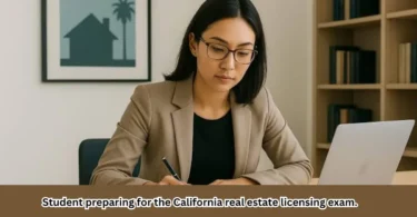 Student preparing for the California real estate licensing exam